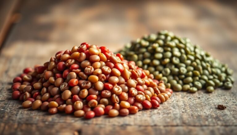 red and french lentils